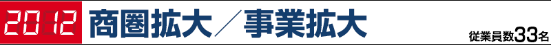 2012 商圏拡大／事業拡大 従業員数33名